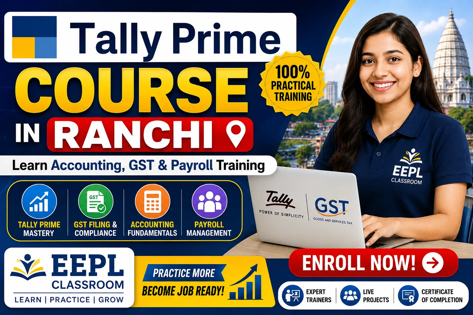 Tally Prime Course in Ranchi | Learn Accounting, GST &amp;amp;amp;amp; Payroll Training | EEPL Classroom